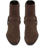 SAINT LAURENT WYATT HARNESS BOOTS IN SUEDE