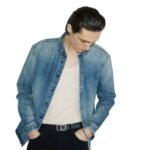 SAINT LAURENT CASSANDRE OVERSHIRT IN TROUVILLE BEACH BLUE DENIM