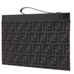 FENDI FF JACQUARD FLAT MEDIUM FABRIC POUCH