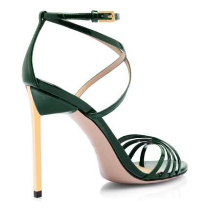 TOM FORD PATENT LEATHER IDA SANDAL EMERALD GREEN