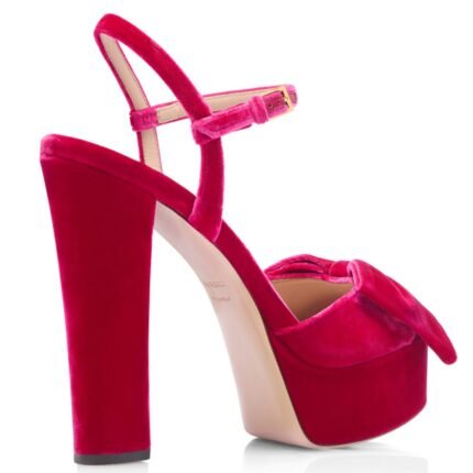 TOM FORD VELVET BRIGITTE PLATFORM SANDAL CRIMSON PINK