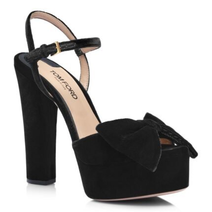 TOM FORD VELVET BRIGITTE PLATFORM SANDAL BLACK