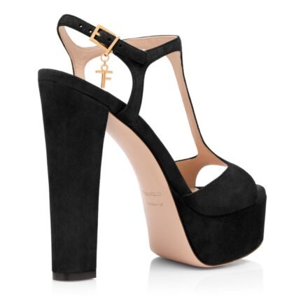 TOM FORD SUEDE LEATHER ANGELINA PLATFORM SANDAL BLACK
