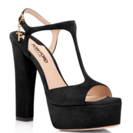 TOM FORD SUEDE LEATHER ANGELINA PLATFORM SANDAL BLACK