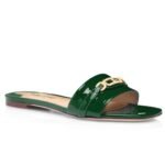 TOM FORD PATENT LEATHER WHITNEY SLIDE EMERLAD GREEN