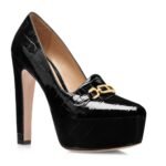TOM FORD SHINY STAMPED CROCODILE LEATHER WHITNEY PLATFORM PUMP BLACK