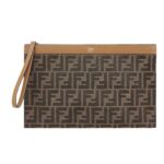 FENDI LARGE FLAT FF JACQUARD FABRIC POUCH