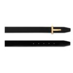 TOM FORD GRAIN LEATHER AND SMOOTH LEATHER REVERSIBLE T BELT 30 MM BLACK