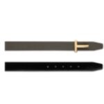 TOM FORD GRAIN LEATHER AND SMOOTH LEATHER REVERSIBLE T BELT 30 MM GRAPHITE AND BLACK