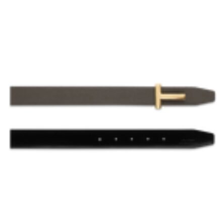 TOM FORD GRAIN LEATHER AND SMOOTH LEATHER REVERSIBLE T BELT 30 MM GRAPHITE AND BLACK