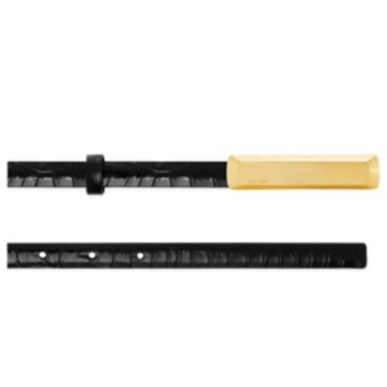 TOM FORD STAMPED CROCODILE LEATHER 15 MM BAR BELT BLACK