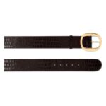TOM FORD SHINY STAMPED CROCODILE LEATHER URSULA BELT ESPRESSO