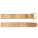 TOM FORD SHINY STAMPED CROCODILE LEATHER URSULA BELT SAFARI BEIGE