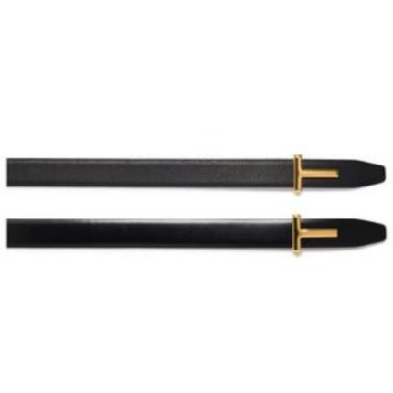 TOM FORD GRAINED LEATHER AND SHINY SMOOTH LEATHER REVERSIBLE T BELT