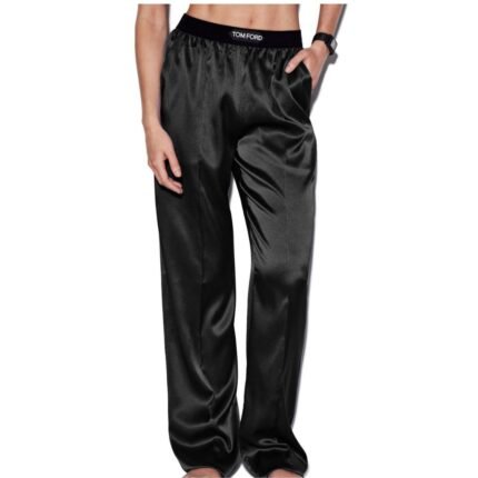 TOM FORD STRETCH SILK SATIN PJ PANTS BLACK