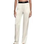 TOM FORD STRETCH SILK SATIN PJ PANTS ECRU