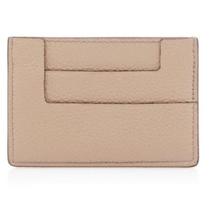 TOM FORD GRAIN LEATHER CLASSIC TF CARD HOLDER SILK TAUPE
