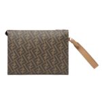 FENDI DIAGONAL FLAT MULTICOLOR LEATHER POUCH