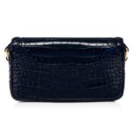 TOM FORD SHINY STAMPED CROCODILE LEATHER WALLIS E W SHOULDER BAG NAVY