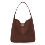 TOM FORD LEATHER MONARCH LARGE HOBO SADDLE BROWN