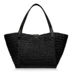 TOM FORD RAFFIA AND LEATHER TARA MEDIUM TOTE