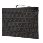 FENDI LARGE FLAT FF JACQUARD FABRIC POUCH