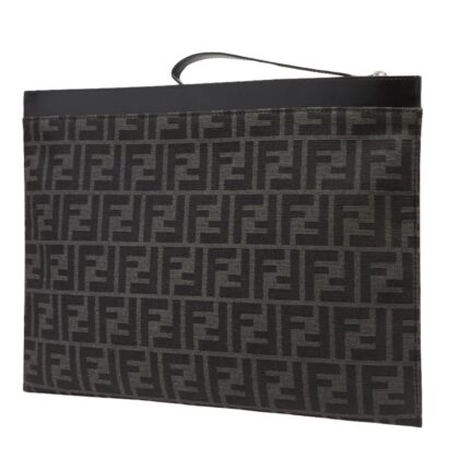 FENDI LARGE FLAT FF JACQUARD FABRIC POUCH