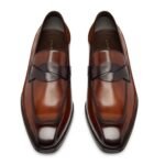 TOM FORD BURNISHED LEATHER ELKAN TWISTED BAND LOAFER MINK