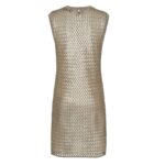 FENDI GOLD-COLORED SEQUIN AND TULLE DRESS