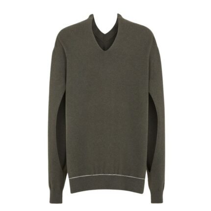FENDI SWEATER DARK GREEN CASHMERE PULLOVER