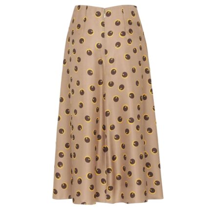FENDI BROWN PRINTED SILK SKIRT