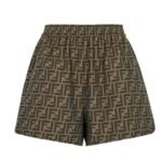 FENDI BROWN CANVAS SHORTS