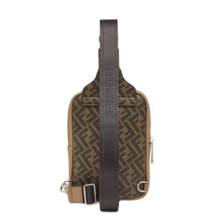 FENDI DIAGONAL BELT BAG BROWN FF CANVAS BELT BAG