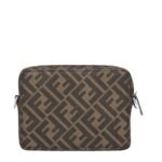 FENDI ORGANIZER CAMERA CASE BROWN FF CANVAS BAG WITH APPLIQUÉS