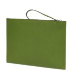 FENDI SELLERIA FLAT POUCH MEDIUM GREEN WITH 196 HAND-SEWN TOPSTITCHES
