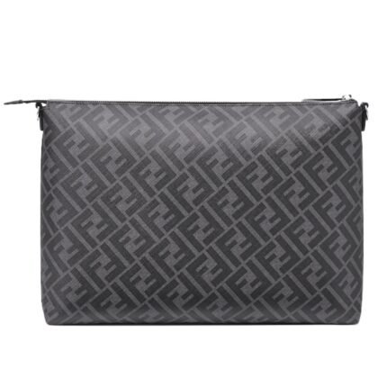 FENDI MESSENGER GRAY FABRIC BAG