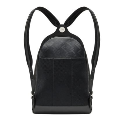 FENDI CHIODO SHADOW DIAGONAL BLACK LEATHER BACKPACK