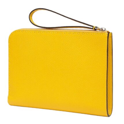 FENDI SMALL YELLOW SELLERIA POUCH WITH 312 HAND-SEWN STITCHES
