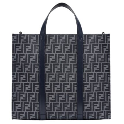 FENDI SHOPPER BLUE FF JACQUARD BAG
