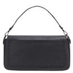 FENDI MAXI BAGUETTE BLACK SELLERIA LEATHER BAG