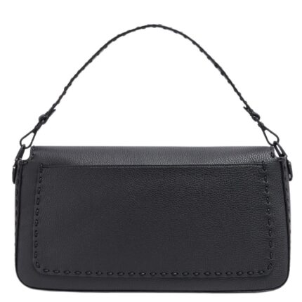FENDI MAXI BAGUETTE BLACK SELLERIA LEATHER BAG