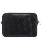FENDI DIAGONAL CAMERA CASE BLACK LEATHER BAG