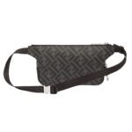 FENDI DIAGONAL BLACK FF FABRIC BELT BAG