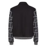 FENDI BLOUSON BLACK WOOL BOMBER JACKET