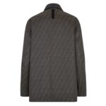 FENDI BROWN WAXED FF JACQUARD BLOUSON
