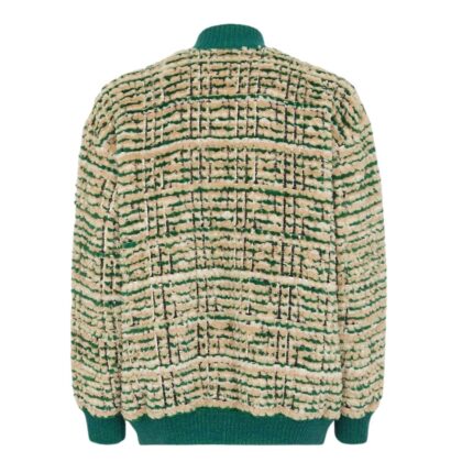 FENDI GREEN LEATHER AND MINK CARDIGAN