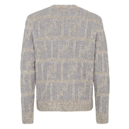 FENDI SWEATER GRAY ALPACA AND WOOL FF PULLOVER