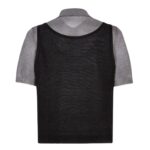 FENDI BLACK AND GRAY WOOL POLO SHIRT WITH METALLIC YARN