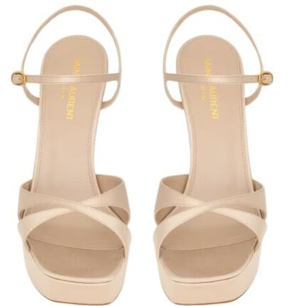 SAINT LAURENT DEBBIE PLATFORM SANDALS IN SATIN CREPE