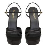 SAINT LAURENT DEBBIE PLATFORM SANDALS IN SATIN CREPE